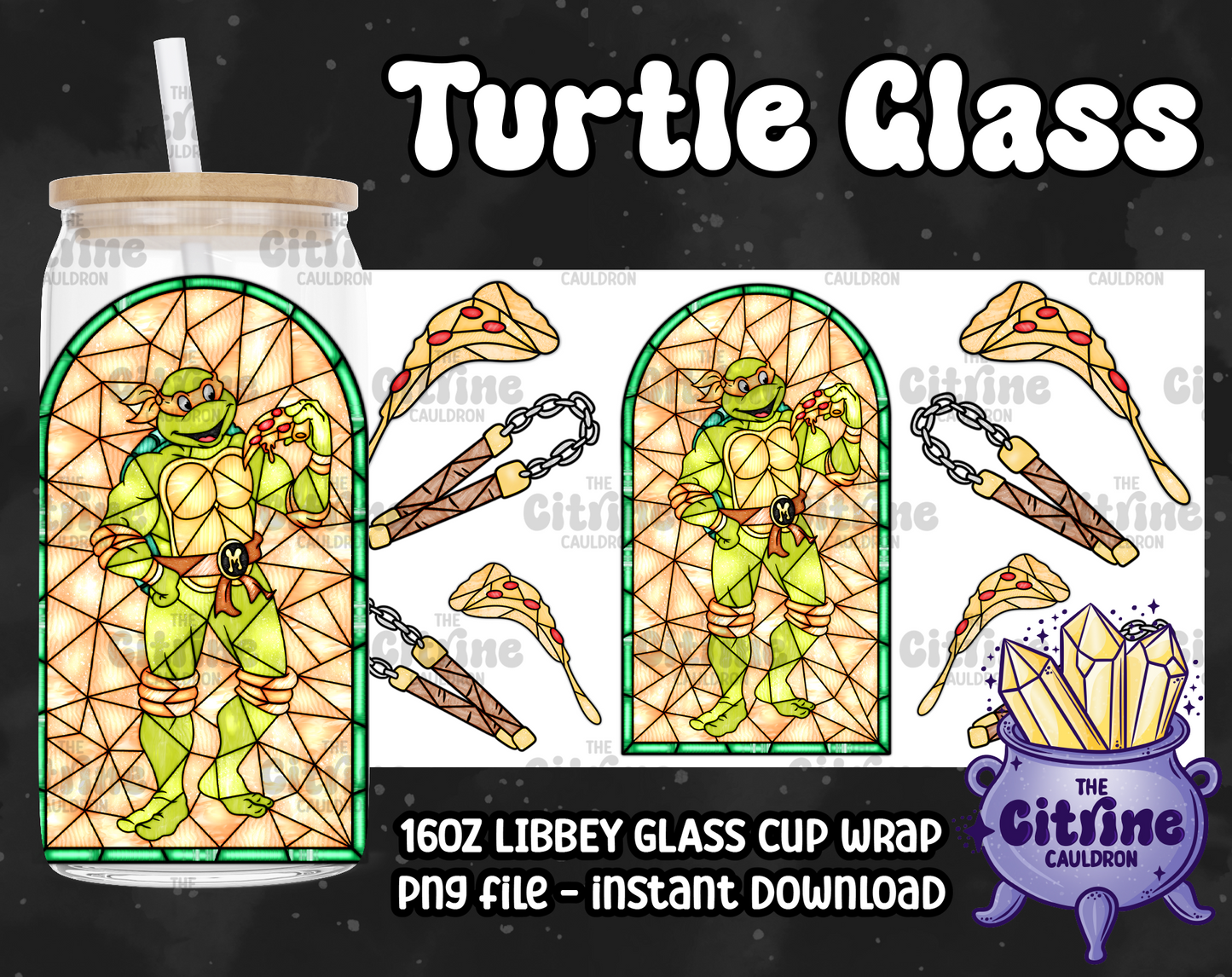 Turtle Glass - PNG Wrap for Libbey 16oz Glass Can