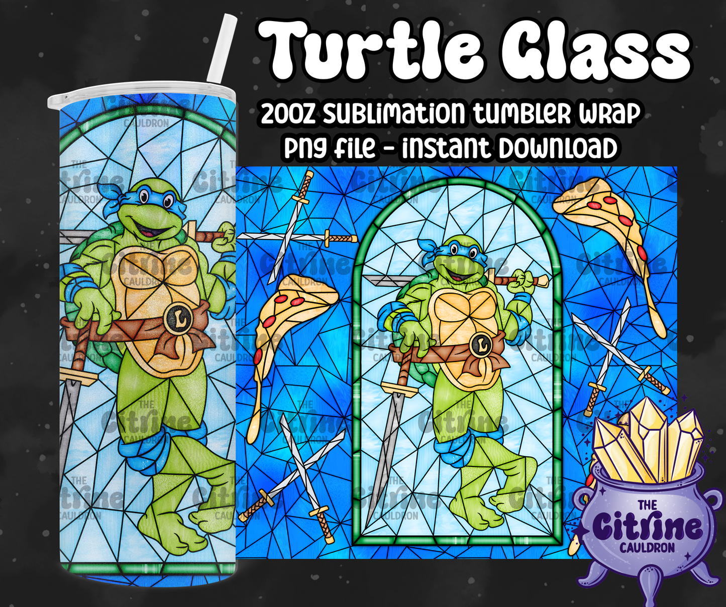 Turtle Glass - PNG Wrap for Sublimation 20oz Tumbler