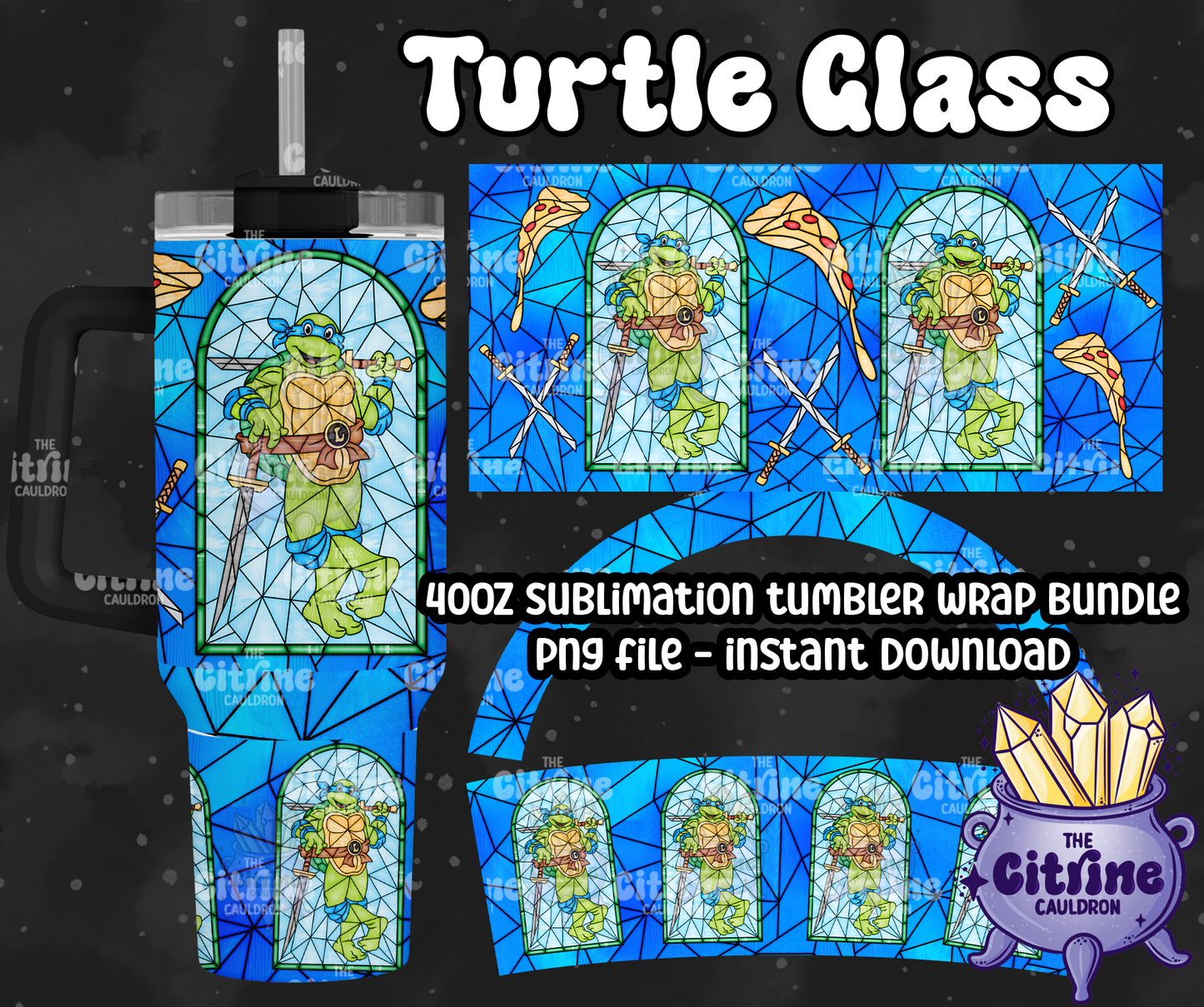 Turtle Glass - PNG Wrap for Sublimation 40oz Tumbler