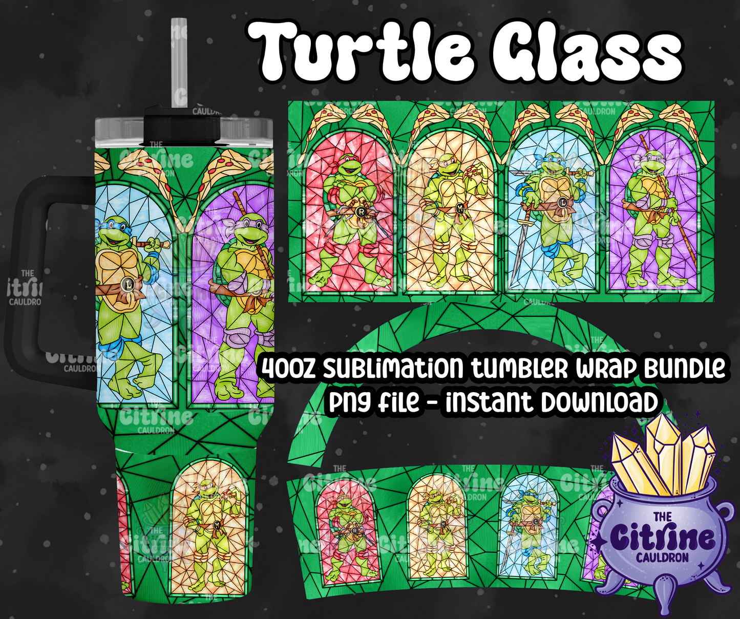 Turtle Glass - PNG Wrap for Sublimation 40oz Tumbler