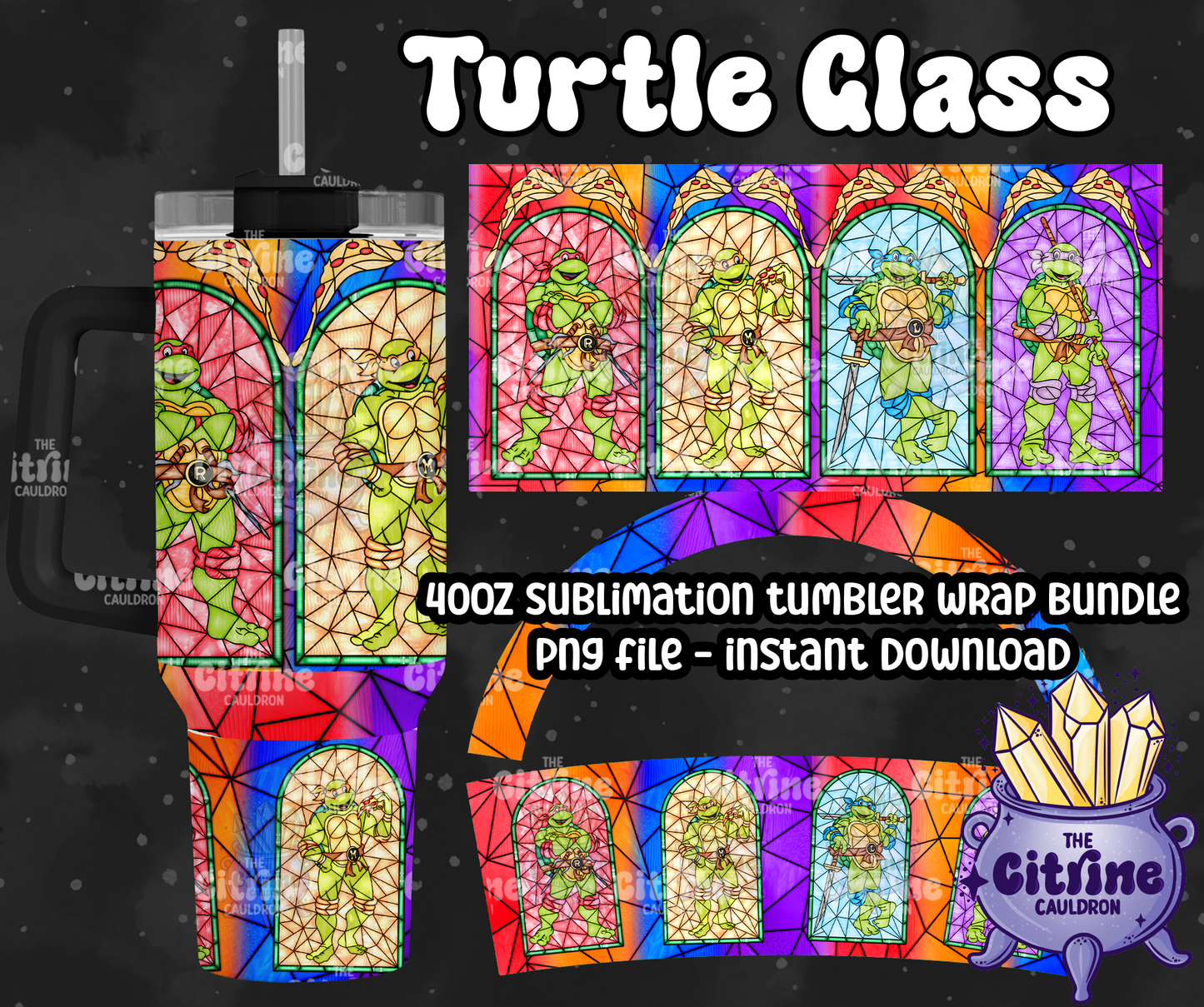 Turtle Glass - PNG Wrap for Sublimation 40oz Tumbler