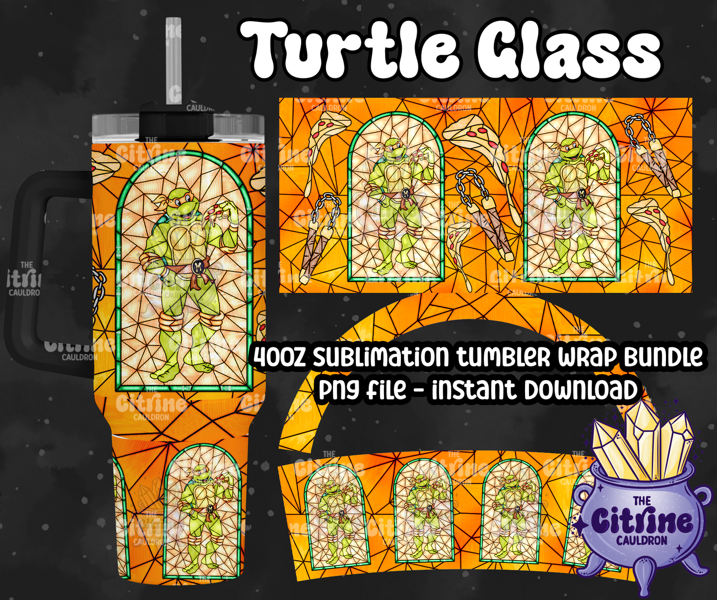 Turtle Glass - PNG Wrap for Sublimation 40oz Tumbler