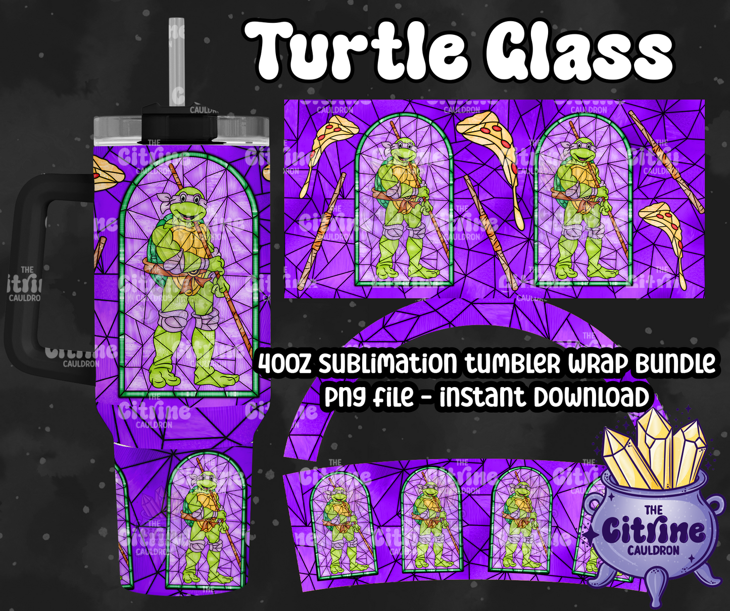 Turtle Glass - PNG Wrap for Sublimation 40oz Tumbler