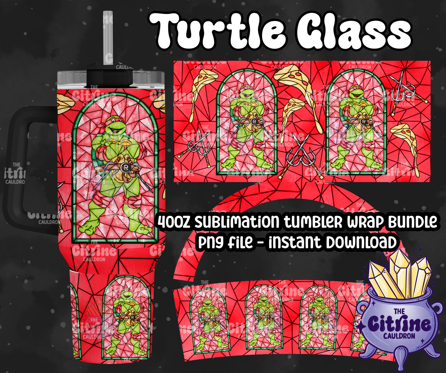 Turtle Glass - PNG Wrap for Sublimation 40oz Tumbler