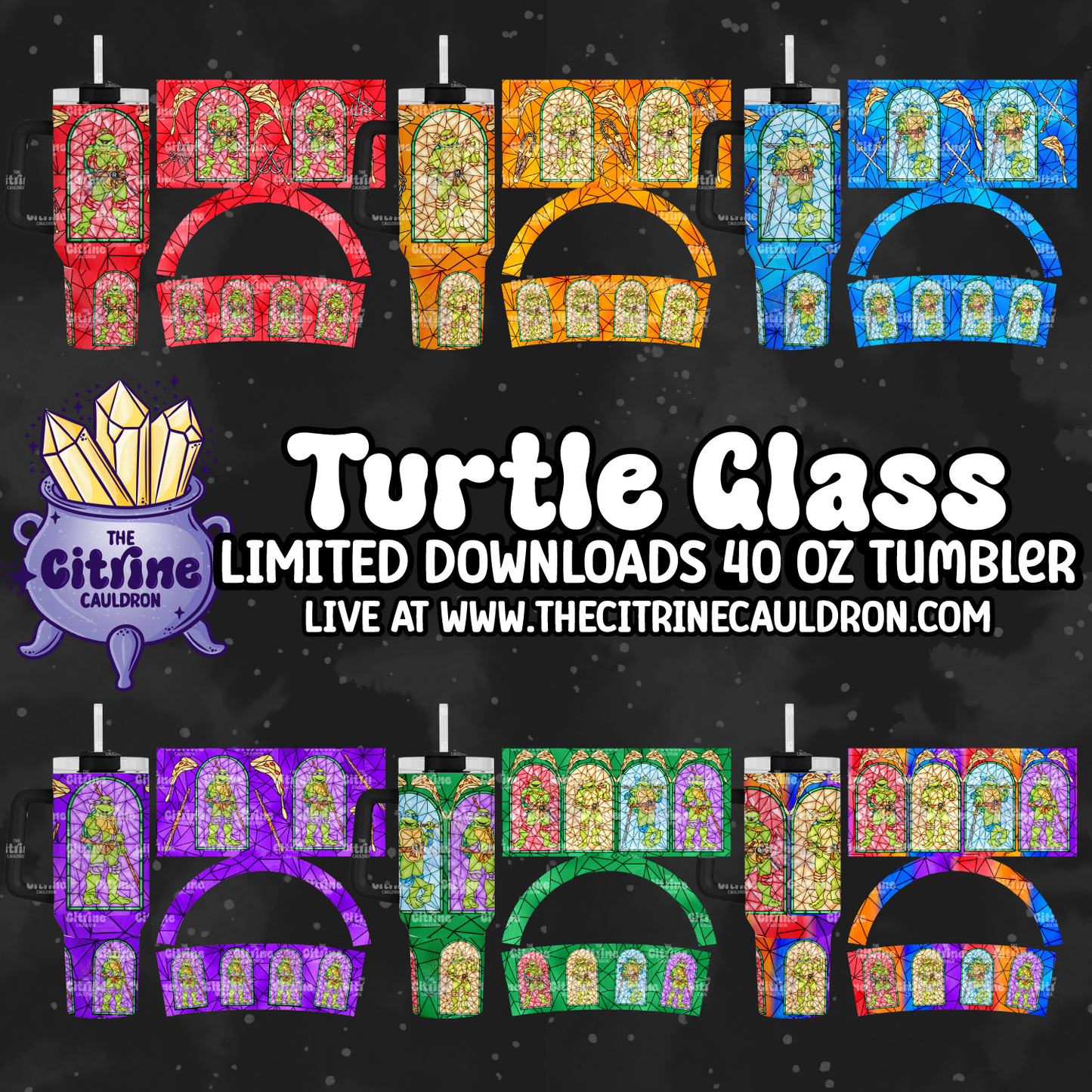 Turtle Glass - PNG Wrap for Sublimation 40oz Tumbler