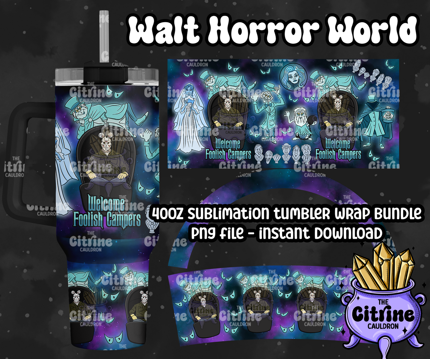 Walt Horror World - PNG Wrap for Sublimation 40oz Tumbler