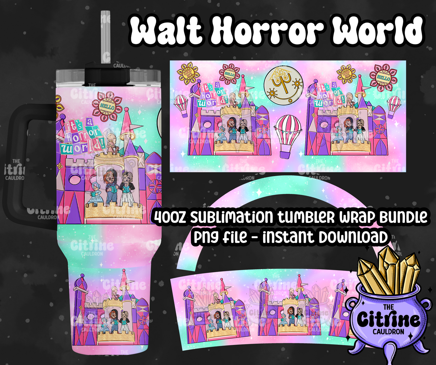 Walt Horror World - PNG Wrap for Sublimation 40oz Tumbler