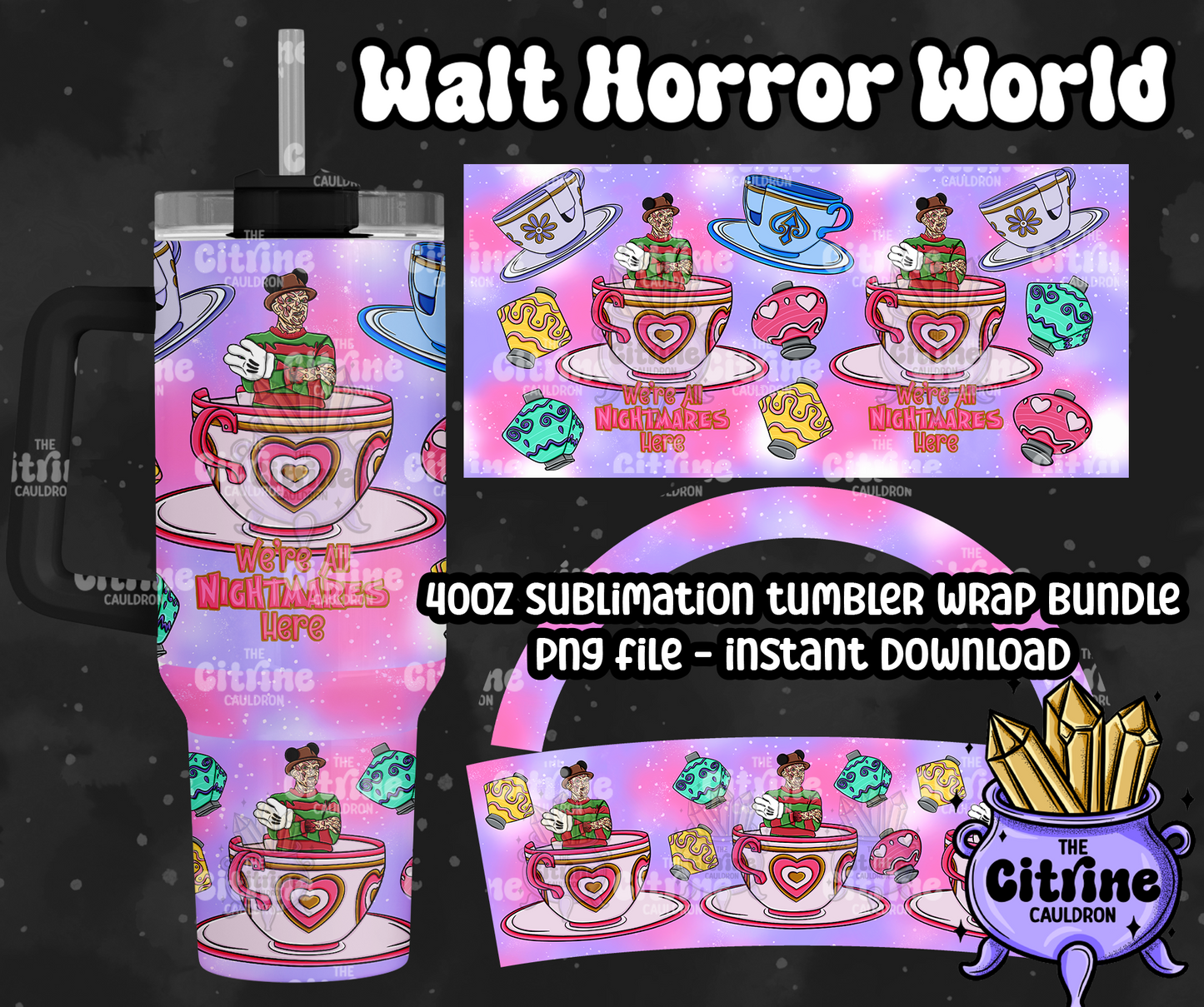 Walt Horror World - PNG Wrap for Sublimation 40oz Tumbler