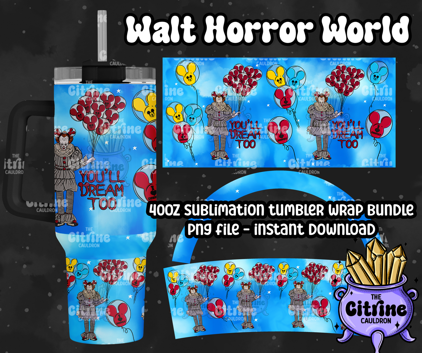 Walt Horror World - PNG Wrap for Sublimation 40oz Tumbler