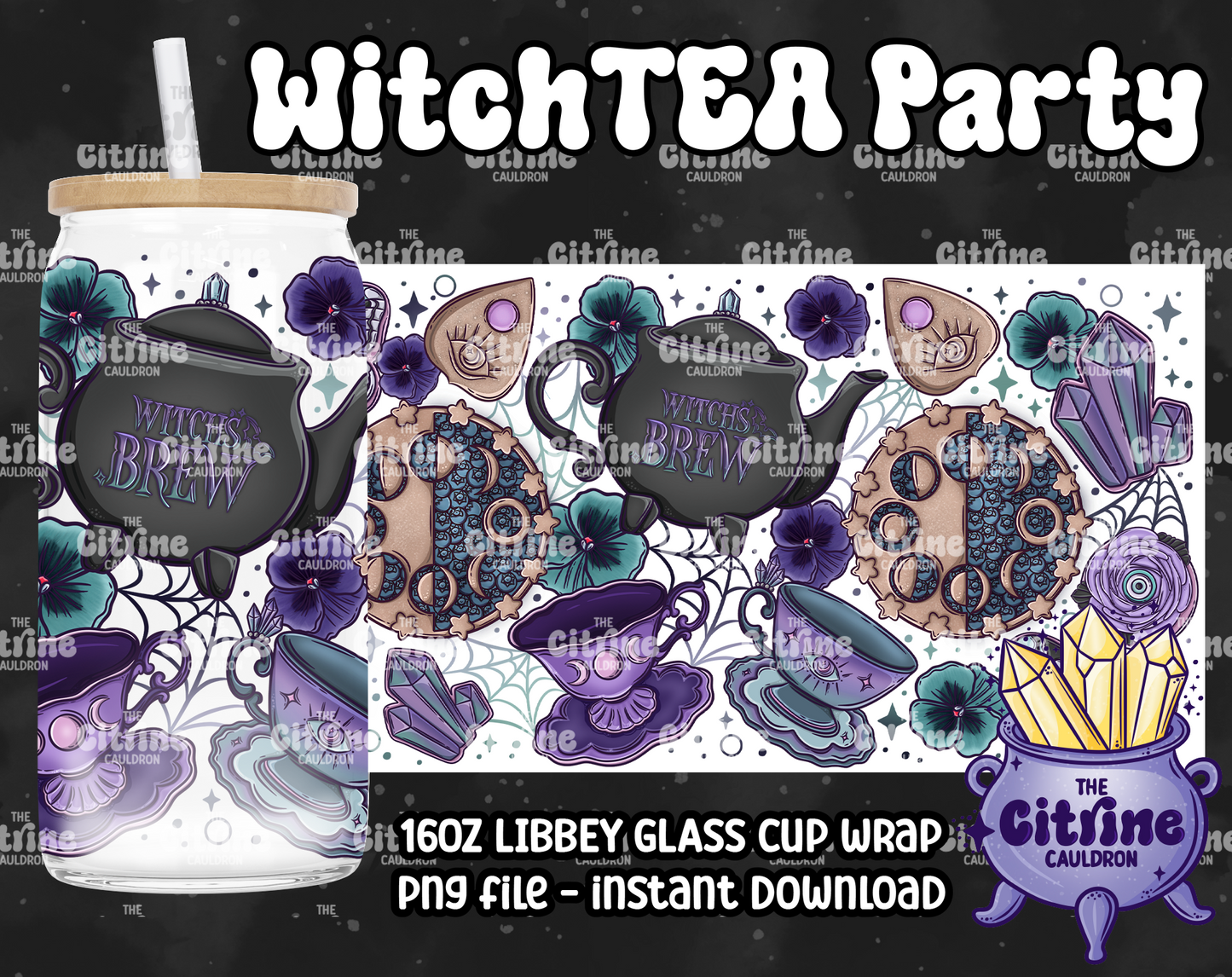 WitchTEA Party - PNG Wrap for Libbey 16oz Glass Can