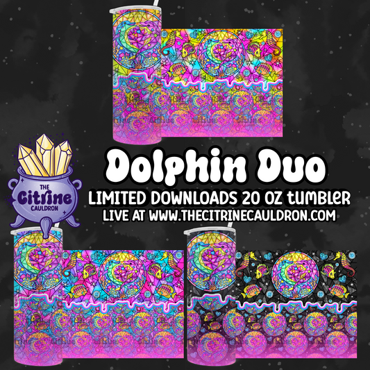 Dolphin Duo - PNG Wrap for Sublimation 20oz Tumbler