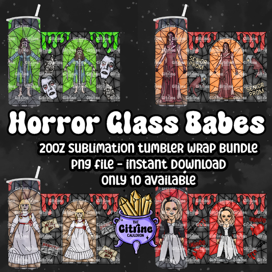Horror Glass Babes - PNG Wrap for Sublimation 20oz Tumbler