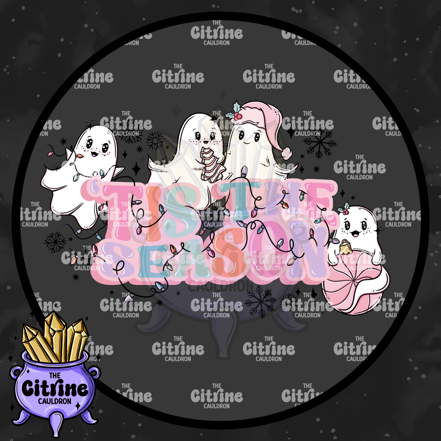 Pink Christmas Ghosties - Sublimation PNG
